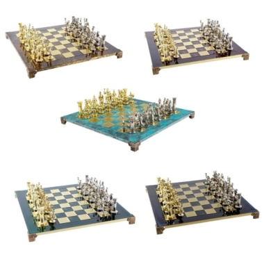 Conjunto de Ajedrez Período Greco Romano Plata y Dorado