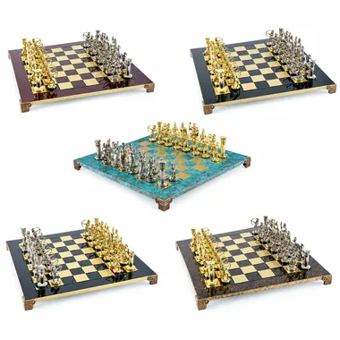 Juego de ajedrez Arqueros Griegos: varios acabados de tablero en mosaico
