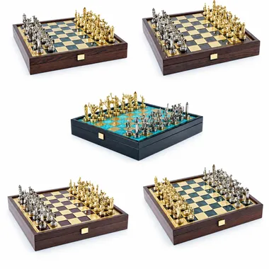 Juego de ajedrez guerrero espartano, variantes de color del tablero de metal con pie
