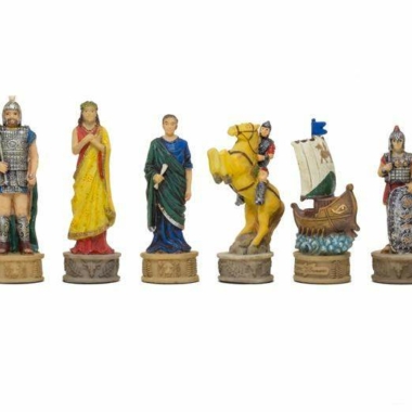 Alternative view of Conjunto de Juego de Ajedrez sobre el Tema de la Guerra de Troya - Piezas Pintadas a Mano y Tablero de Similicuir 48x48cm