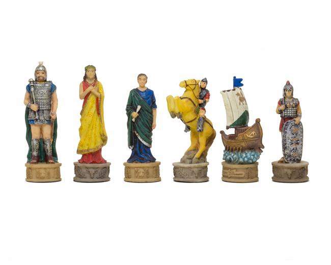 Conjunto de Juego de Ajedrez sobre el Tema de la Guerra de Troya - Piezas Pintadas a Mano y Tablero de Similicuir 48x48cm - Imagen 2