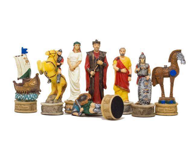 Conjunto de Juego de Ajedrez sobre el Tema de la Guerra de Troya - Piezas Pintadas a Mano y Tablero de Similicuir 48x48cm - Imagen 5