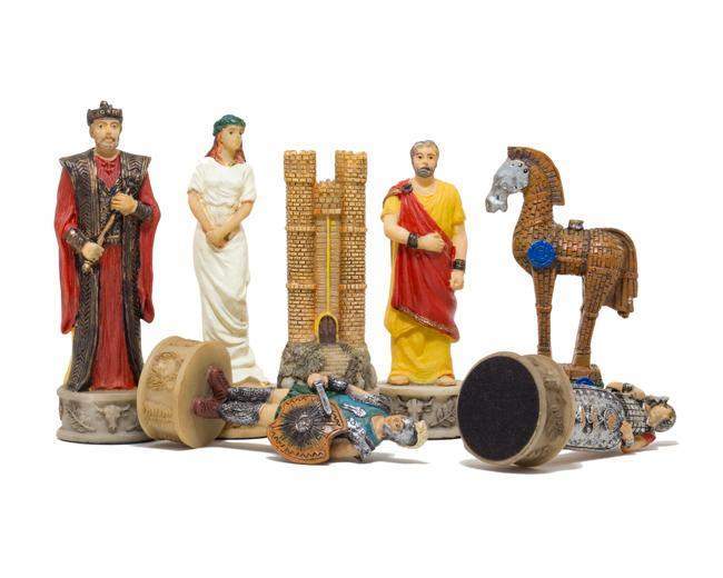 Conjunto de Juego de Ajedrez sobre el Tema de la Guerra de Troya - Piezas Pintadas a Mano y Tablero de Similicuir 48x48cm - Imagen 6