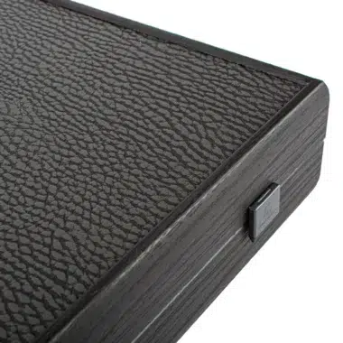 Ensemble de Backgammon en Similicuir Trilogy de Gris - Jeu de Luxe avec Finition en Similicuir