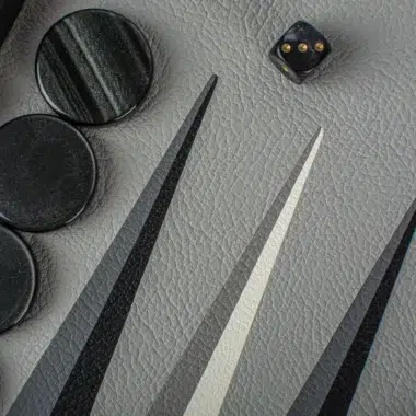 Ensemble de Backgammon en Similicuir Trilogy de Gris - Jeu de Luxe avec Finition en Similicuir