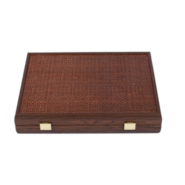 Set de Mahjong avec Coffret en Bois Tressé Brun Foncé