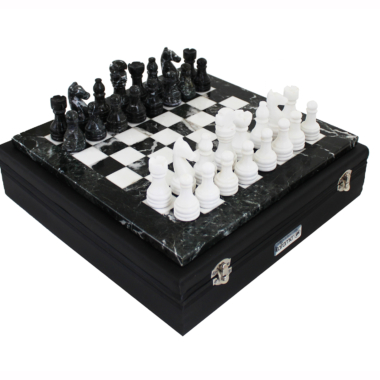 Ensemble d Echec en Marbre Noir et Blanc 40x40 cm