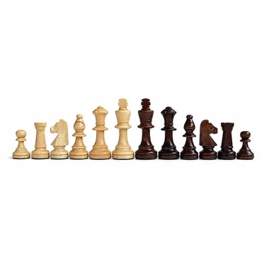 Piezas de ajedrez bicolores alineadas, altura del rey 9 cm