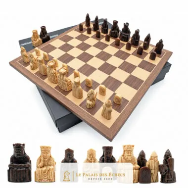 Juego de ajedrez Isla de Lewis completo con tablero, caja y piezas detalladas