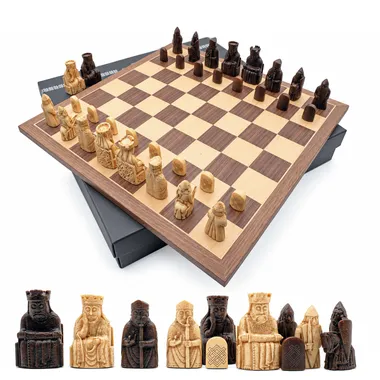 Juego de ajedrez Isla de Lewis completo con tablero, caja y piezas detalladas