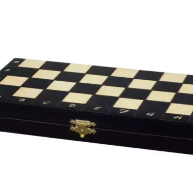 Juego de ajedrez magnético de madera negra 28x28 cm – Plegable e ideal para viajes