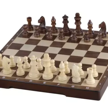Jeu d’Echecs Magnétique en Noyer et Erable 31 cm – Pièces Staunton Stables et Plateau Portable