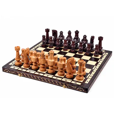 Grand Jeu d’Echecs César – Bois de Cerisier Sculpté à la Main, Echiquier 59 x 59 cm, Roi 14,5 cm