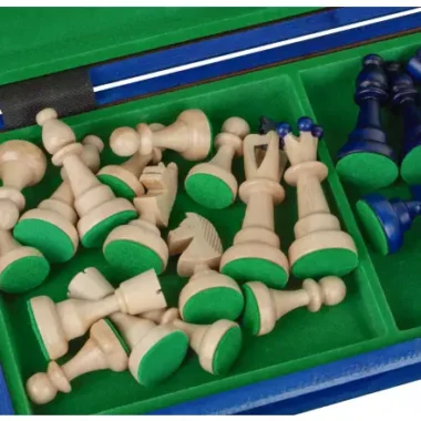 Juego de Ajedrez de Madera AS Azul – Tablero Tradicional Polaco 40,5 × 41 cm con Piezas Staunton