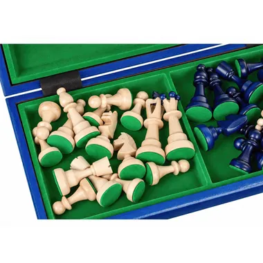 Juego de Ajedrez de Madera AS Azul – Tablero Tradicional Polaco 40,5 × 41 cm con Piezas Staunton