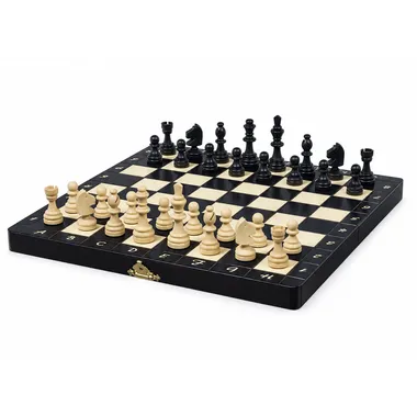 Juego de ajedrez magnético de madera negra 28x28 cm – Plegable e ideal para viajes