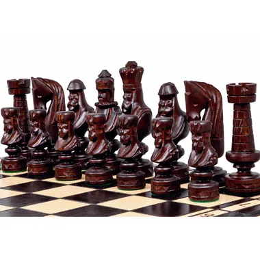 Grand Jeu d’Echecs César – Bois de Cerisier Sculpté à la Main, Echiquier 59 x 59 cm, Roi 14,5 cm