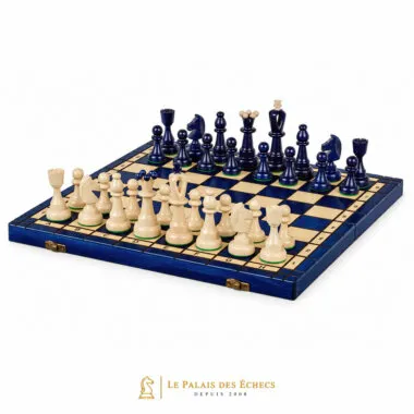 Juego de Ajedrez de Madera AS Azul – Tablero Tradicional Polaco 40,5 × 41 cm con Piezas Staunton