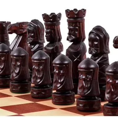 Jeu d’Echecs du Château Grand Format 56 cm – Échiquier Artisanal en Bois de Luxe