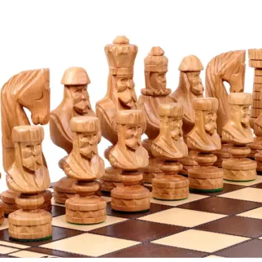 Grand Jeu d’Echecs César – Bois de Cerisier Sculpté à la Main, Echiquier 59 x 59 cm, Roi 14,5 cm