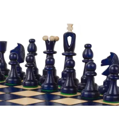 Juego de Ajedrez de Madera AS Azul – Tablero Tradicional Polaco 40,5 × 41 cm con Piezas Staunton