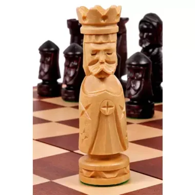 Jeu d’Echecs du Château Grand Format 56 cm – Échiquier Artisanal en Bois de Luxe