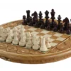 Jeu d’Echecs Rubin – Coffret Rond en Bois Fruitier Sculpté à la Main, Roi 6,8 cm