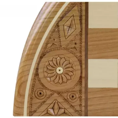 Jeu d’Echecs Rubin – Coffret Rond en Bois Fruitier Sculpté à la Main, Roi 6,8 cm