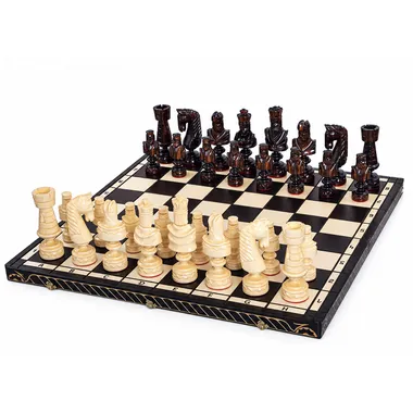 Jeu d’Echecs en Bois César Grand 82 x 81 cm – Sculpté à la Main