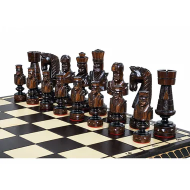Jeu d’Echecs en Bois César Grand 82 x 81 cm – Sculpté à la Main