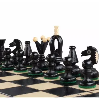 Jeu d’Echecs Moyen en Bois d’Erable – Échiquier Noir 34 cm