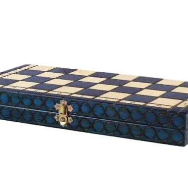 Échiquier Moyen en Bois Bleu – Jeu d’Echecs 34 x 34 cm pour Passionnés