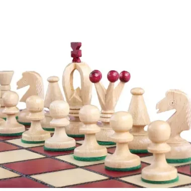 Échiquier Moyen en Bois Cerise – Jeu d’Echecs 34 x 34 cm pour Débutants et Passionnés