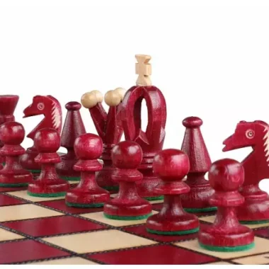 Échiquier Moyen en Bois Cerise – Jeu d’Echecs 34 x 34 cm pour Débutants et Passionnés