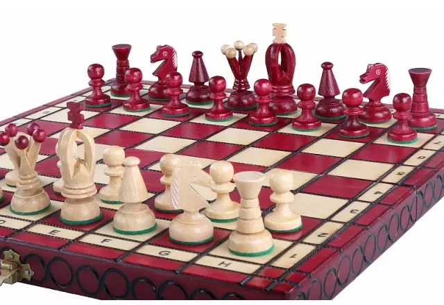 Échiquier Moyen en Bois Cerise – Jeu d’Echecs 34 x 34 cm pour Débutants et Passionnés