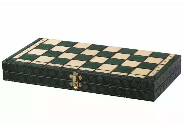 Jeu d’échecs Moyen en Bois Vert – Échiquier 35 cm pour Amateurs et Cadeau