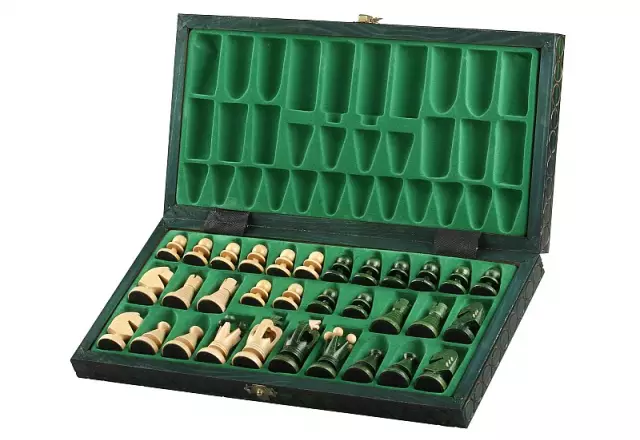 Jeu d’échecs Moyen en Bois Vert – Échiquier 35 cm pour Amateurs et Cadeau