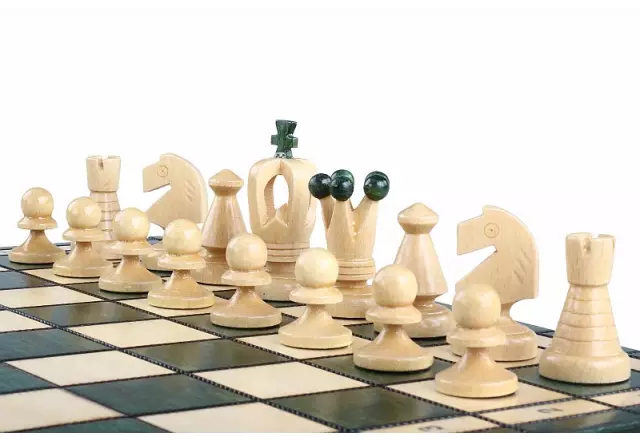 Jeu d’échecs Moyen en Bois Vert – Échiquier 35 cm pour Amateurs et Cadeau