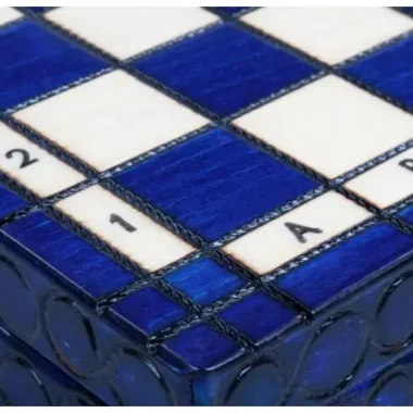Jeu d’Echecs Petit Royal Bleu – Ensemble en Bois Pliant Portable