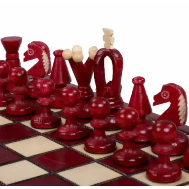 Ensemble de Jeu d’Echecs Polonais en Bois – Pièces en Bois d'Erable et Sycomore sur Echiquier en Hêtre et Bouleau