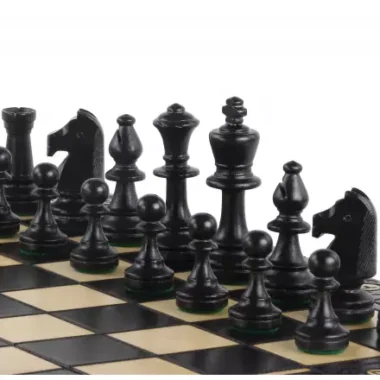 Juego de Ajedrez en Madera Negra – Tablero Plegable con Piezas Staunton