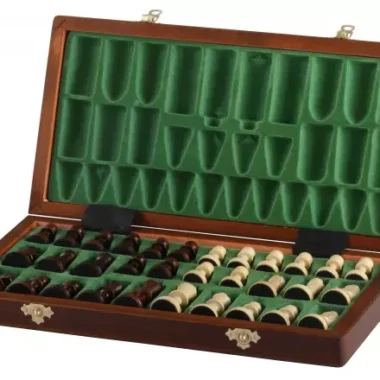 Jeu d’Echecs Magnétique Grand Format 35x35 cm – Marqueté et Pliable avec Pièces Magnétiques