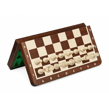 Juego de Ajedrez Magnético de Viaje 28x28 cm – Marquetado y Plegable con Piezas Imantadas