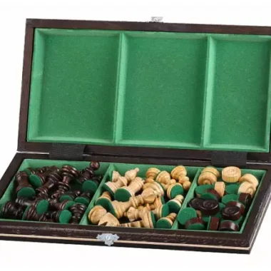 Set de Ajedrez y Damas de Madera de Cerezo – Juego Tradicional 2 en 1 con Piezas Staunton