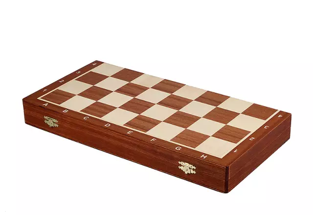 Juego de ajedrez French Staunton Gold n.º 5 – Piezas de madera y tablero plegable marquetería