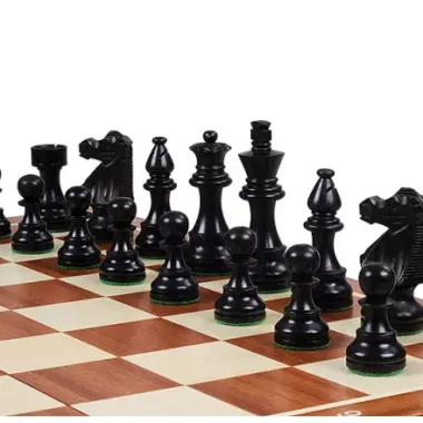 Juego de ajedrez French Staunton Gold n.º 5 – Piezas de madera y tablero plegable marquetería