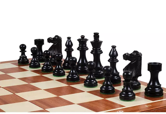 Juego de ajedrez French Staunton Gold n.º 5 – Piezas de madera y tablero plegable marquetería