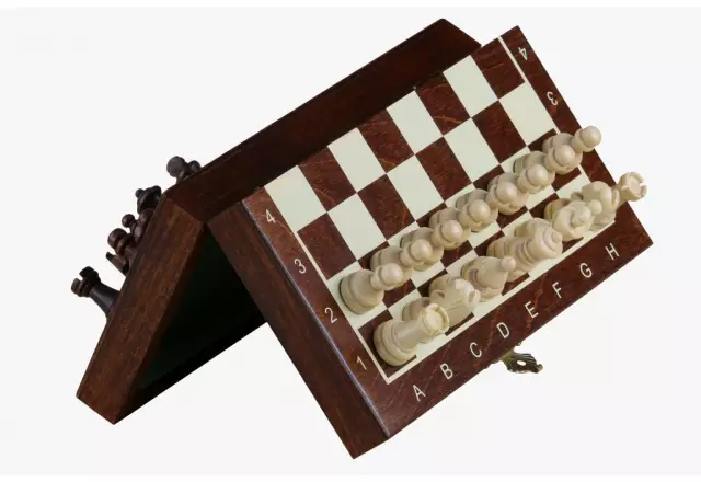 Jeu d'Echecs Magnétique Mini en Bois – Compact et Pratique pour Voyager