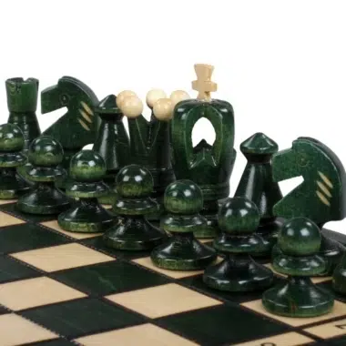 Ensemble d’Echecs en Bois Pliable – Petit Format 28,5 cm avec Pièces en Bois d'Erable et Sycomore