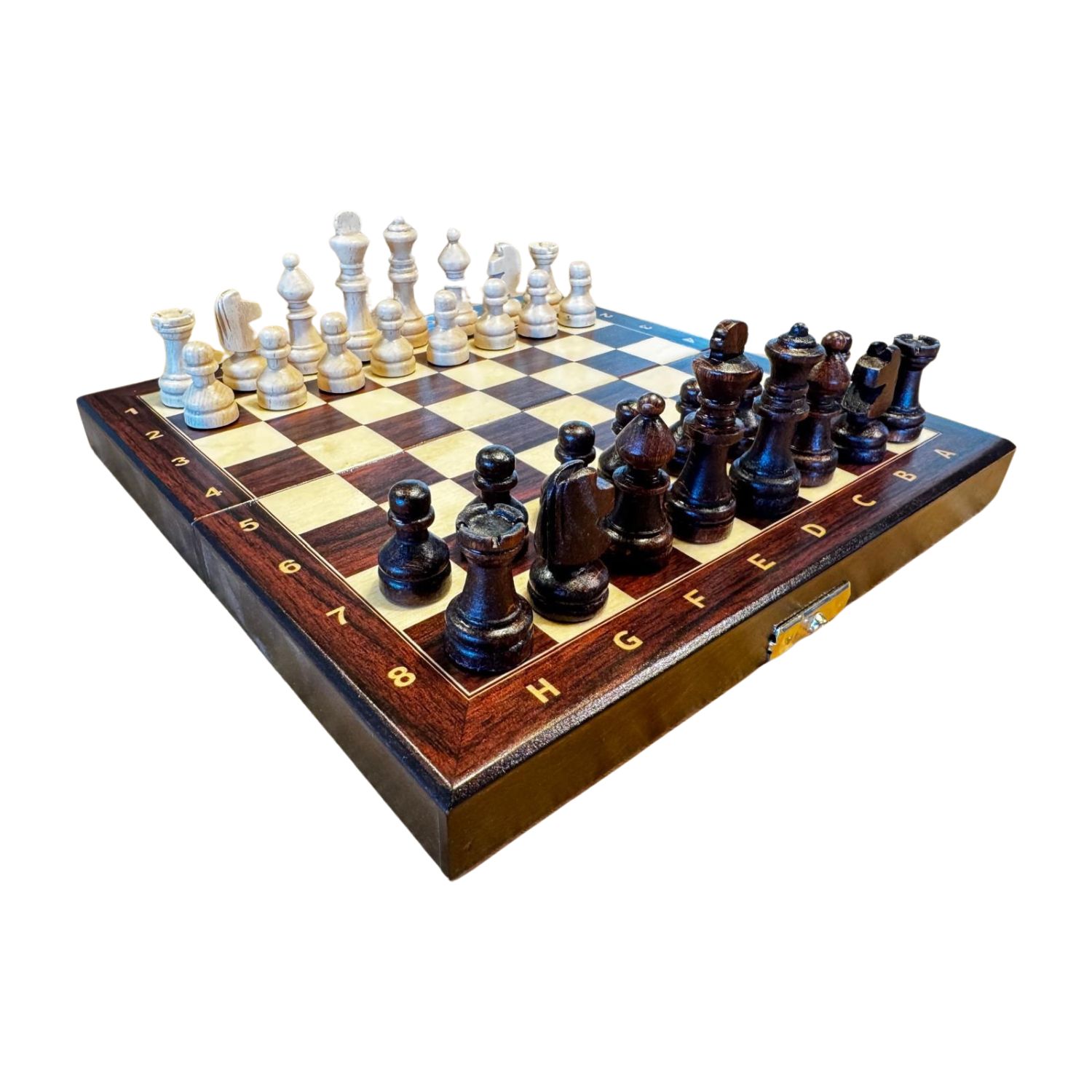 Mini Juego de Ajedrez Compacto de Madera Plegable 20 x 20 cm - Imagen 3